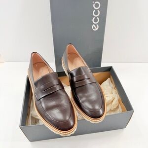 ECCO Women's Modern Tailored Penny Loafer Women's Size EU 37 US 6-6.5 IOB Coffee